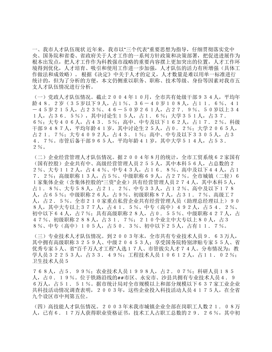 市人才工作的调查报告_第1页