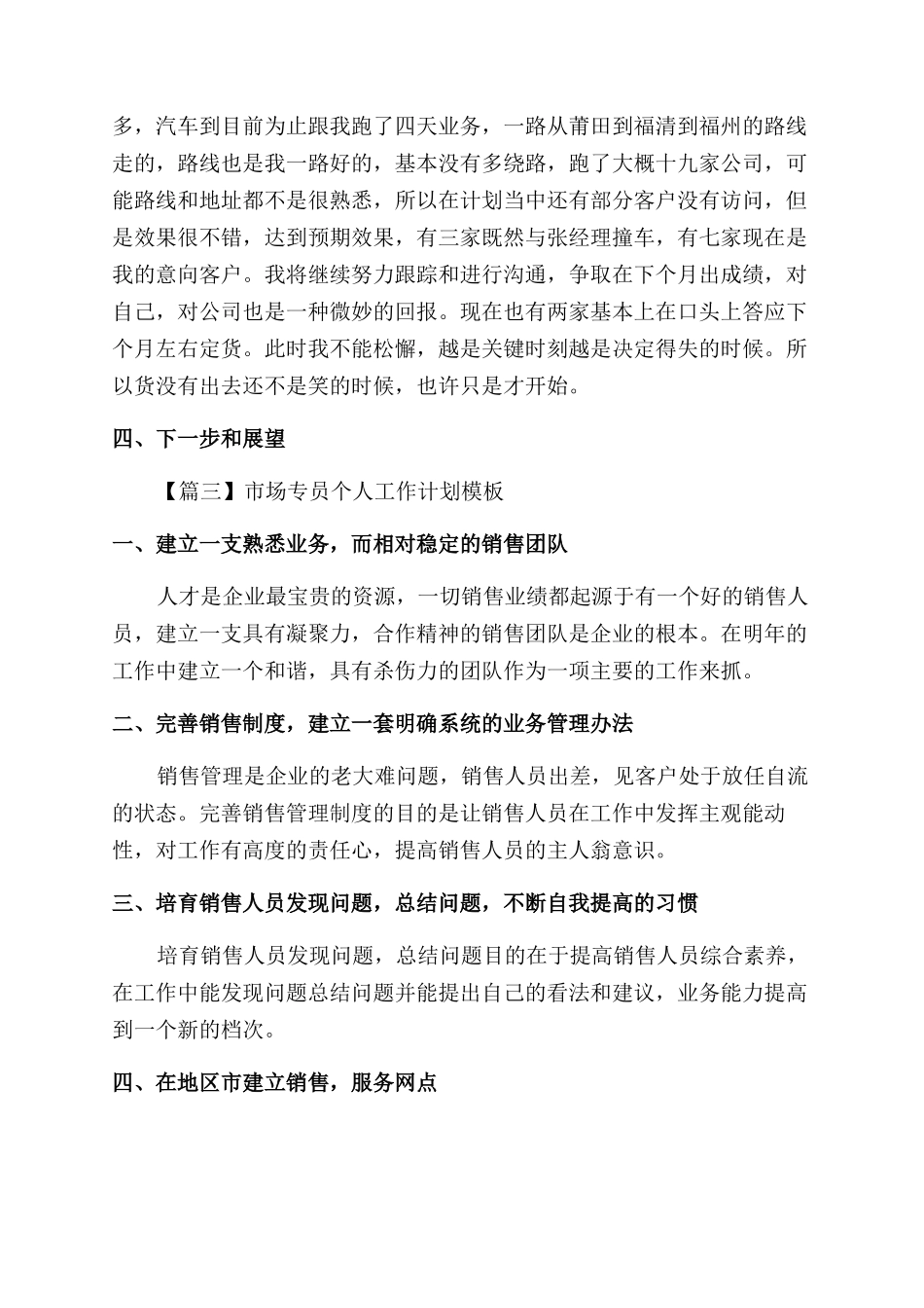 市场专员个人工作计划范文_第3页