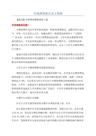 市场调查报告范文锦集