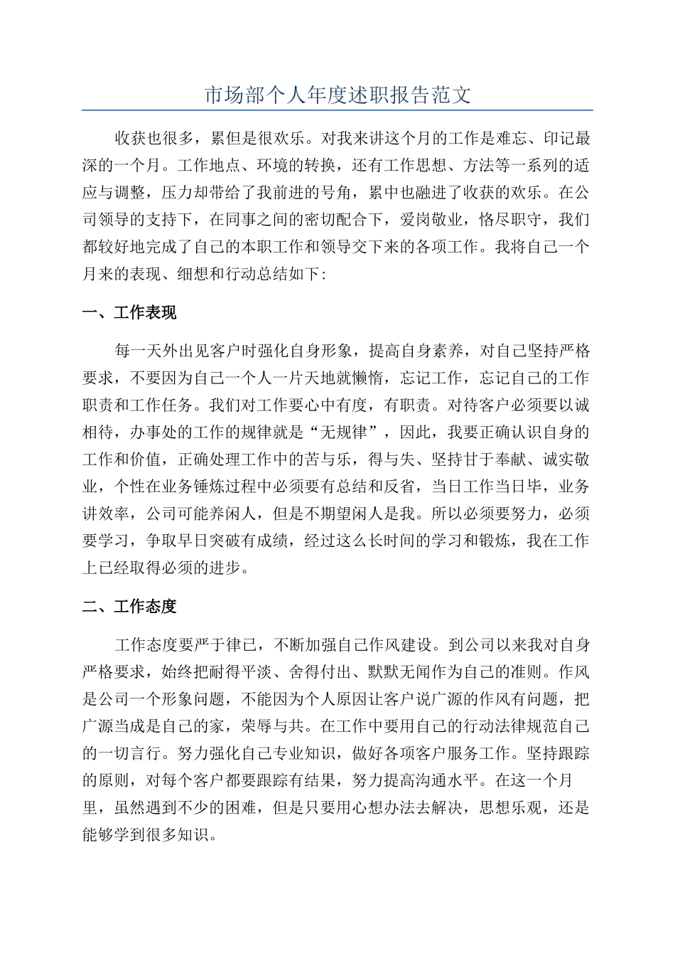 市场部个人年度述职报告范文_第1页