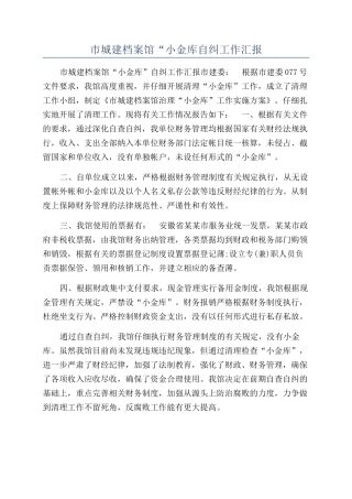 市城建档案馆“小金库自纠工作汇报