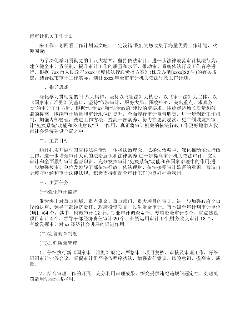 市审计机关工作计划_第1页