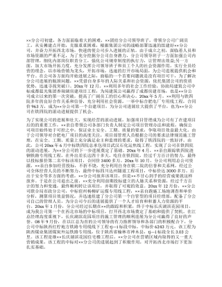 市政分公司分公司总经理事迹申报材料