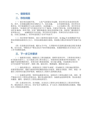 市民生工作领导小组关于民生工程督查情况汇报