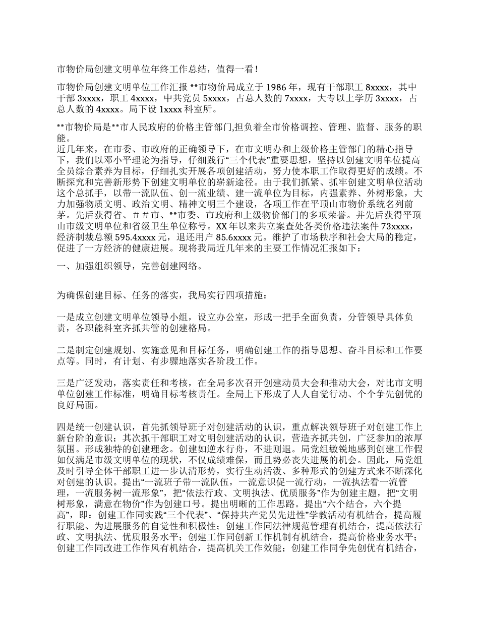 市物价局创建文明单位年终工作总结_第1页