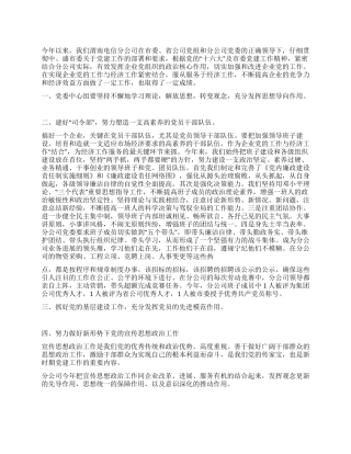 市电信分公司年度党建工作总结