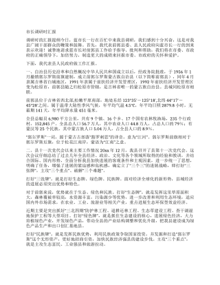 市长调研时汇报