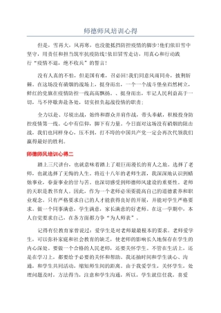 师德师风培训心得