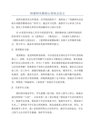师德师风整顿心得体会范文