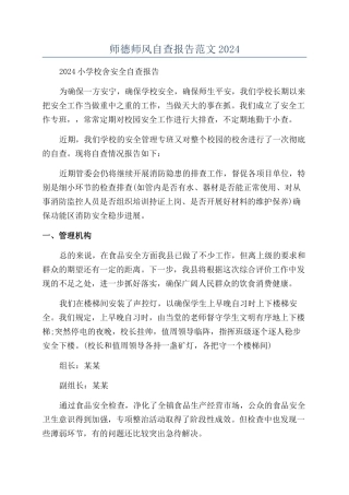 师德师风自查报告范文2024
