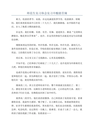 师范生实习体会实习中酸甜苦辣