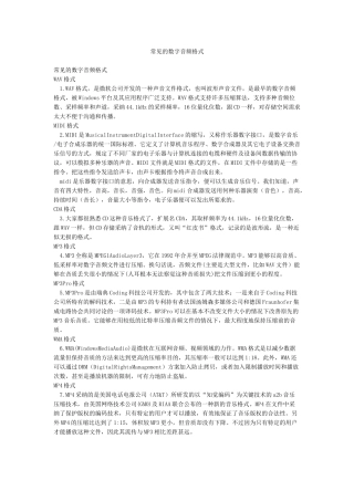 常见的数字音频格式