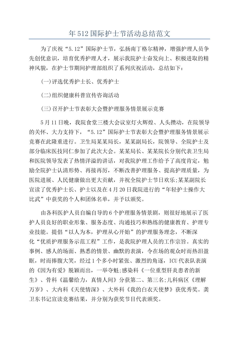 年512国际护士节活动总结范文_第1页