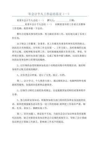 年会计个人工作总结范文（一）