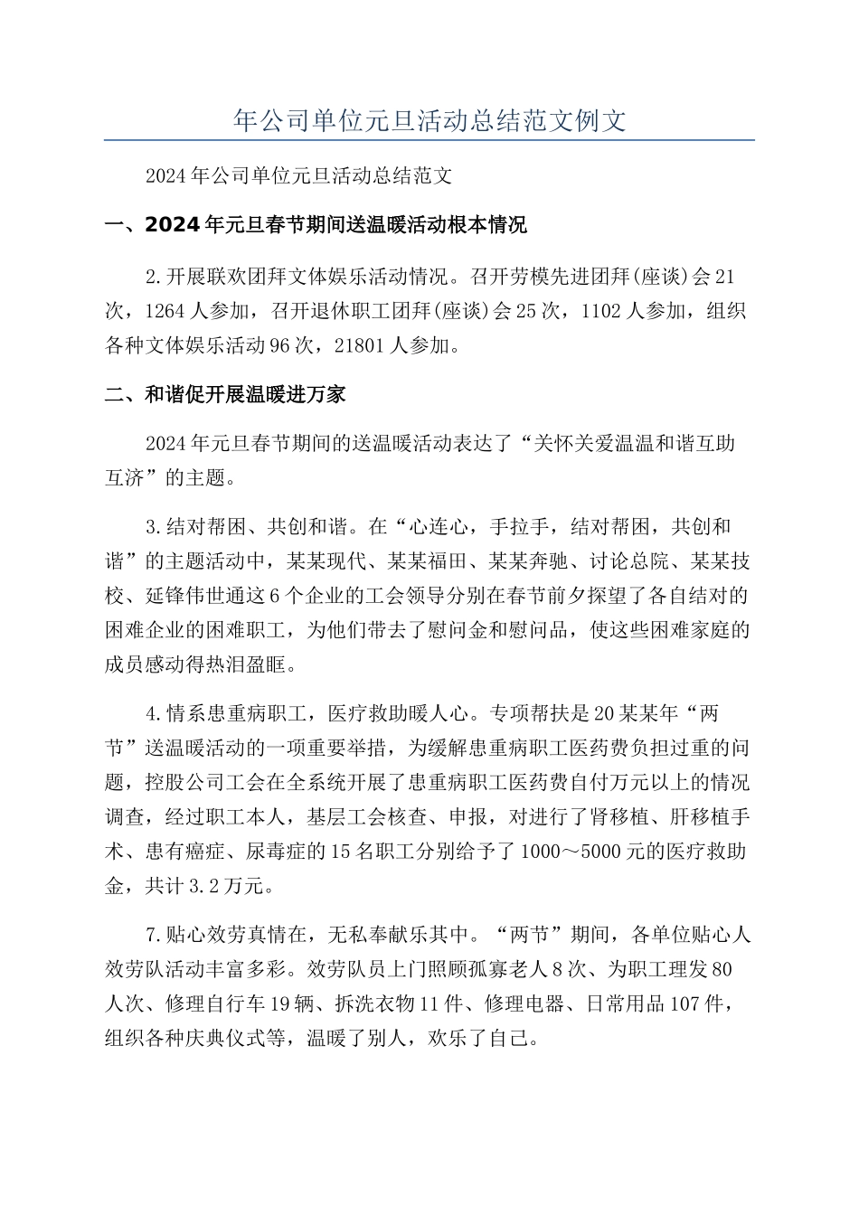 年公司单位元旦活动总结范文例文_第1页