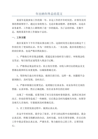 年出纳年终总结范文
