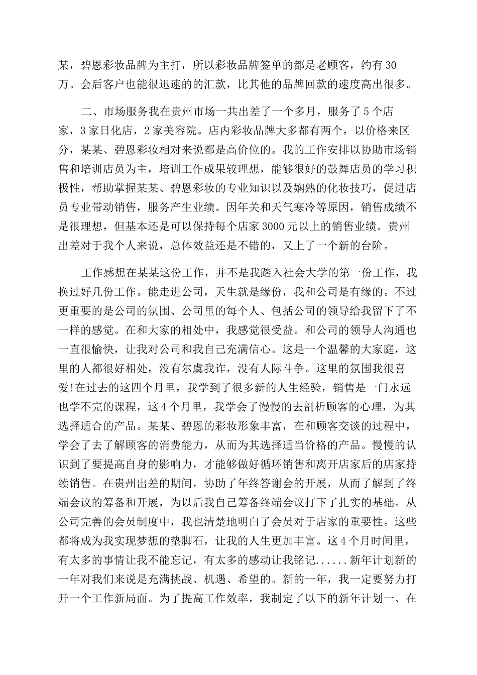 年化妆品销售工作总结范文（二）_第3页