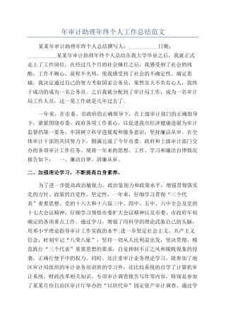 年审计助理年终个人工作总结范文