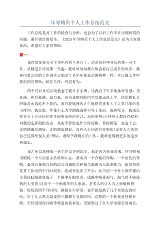 年导购员个人工作总结范文