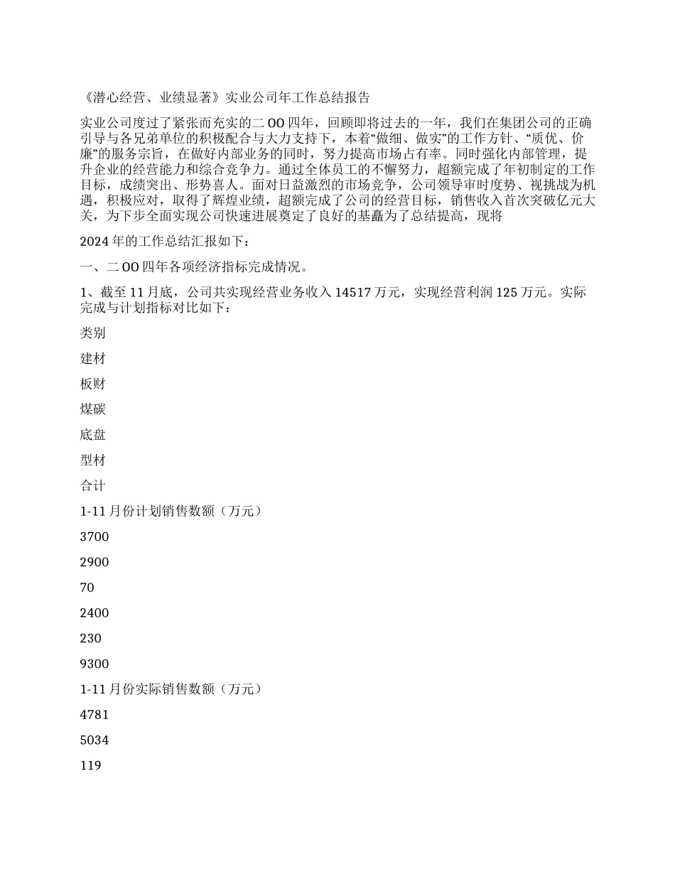 年度工作总结(民营企业)_第1页