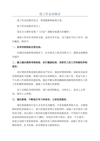 年度工作总结报告