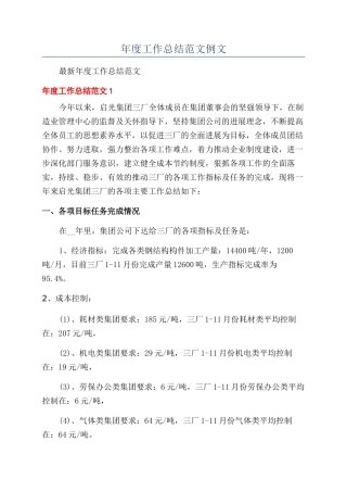 年度工作总结范文例文