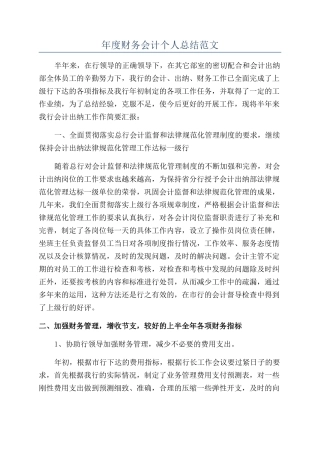 年度财务会计个人总结范文