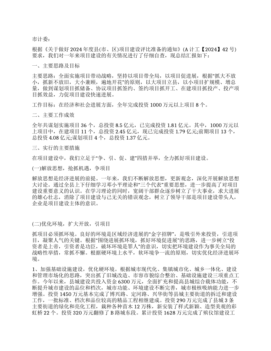 年度项目建设工作自查报告_第1页