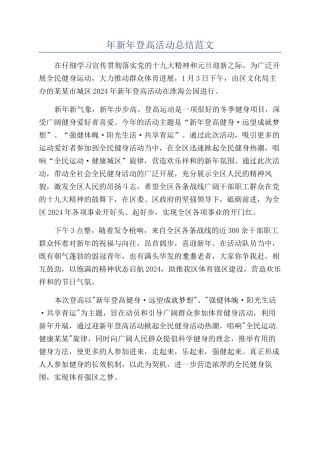 年新年登高活动总结范文