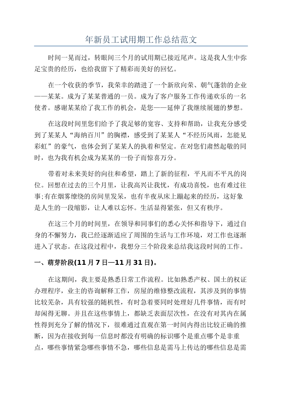 年新员工试用期工作总结范文_第1页