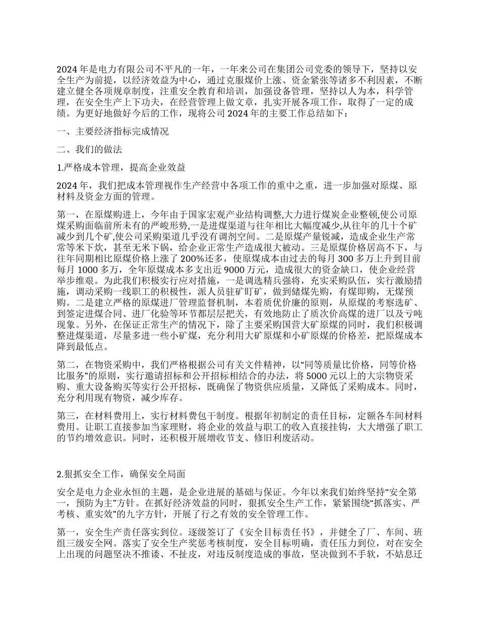 年电厂工作总结_第1页