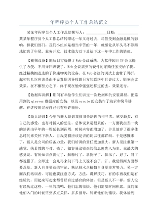 年程序员个人工作总结范文