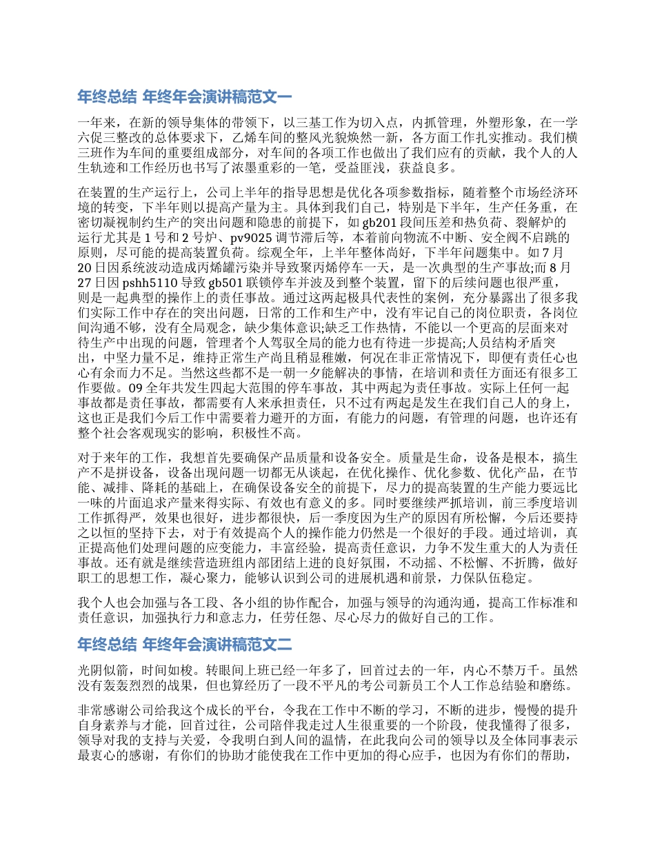 年终总结-年终年会演讲稿_第1页