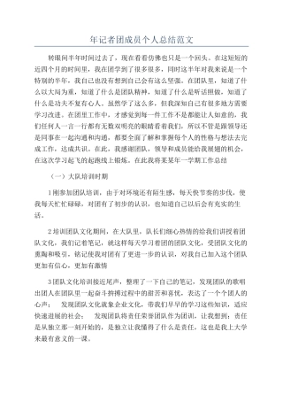 年记者团成员个人总结范文