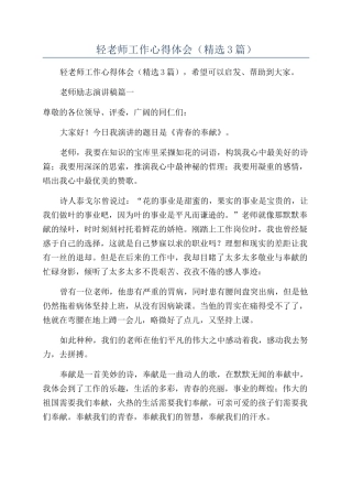 年轻教师工作心得体会