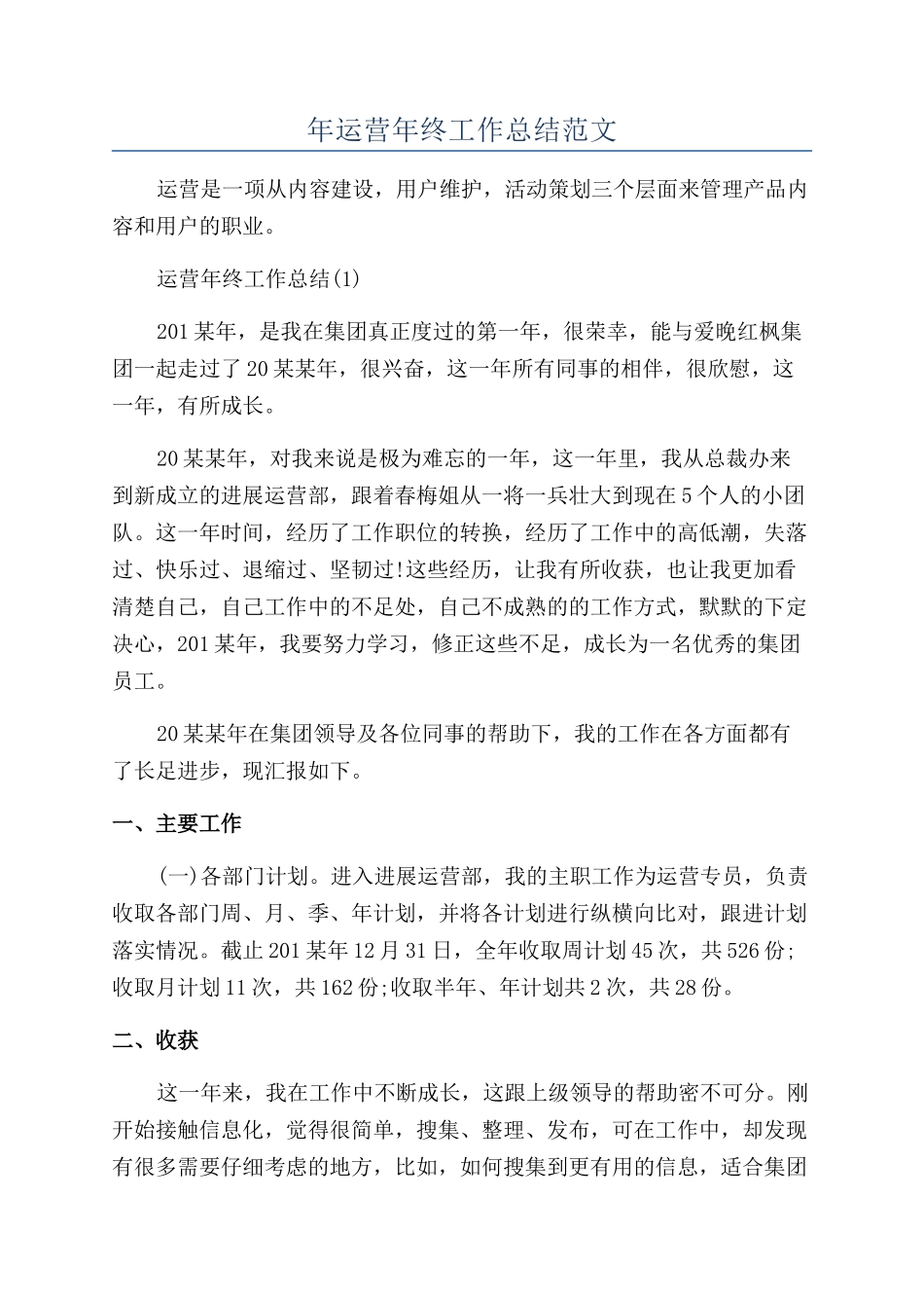 年运营年终工作总结范文_第1页