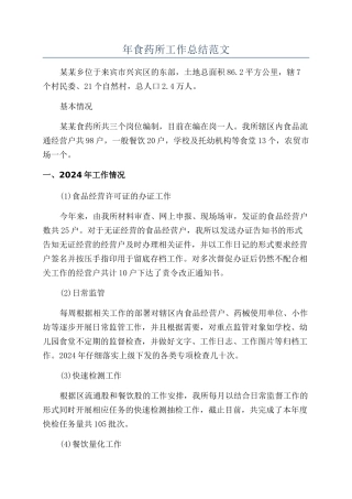 年食药所工作总结范文