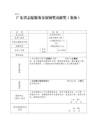 广东省志愿服务金银铜奖贡献奖