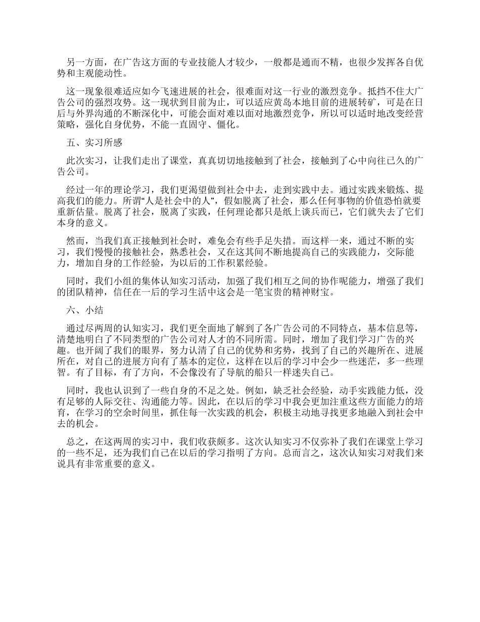 广告专业实习报告1500字_第3页
