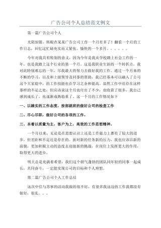 广告公司个人总结范文例文