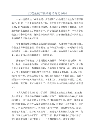 庆祝圣诞节活动总结范文2024
