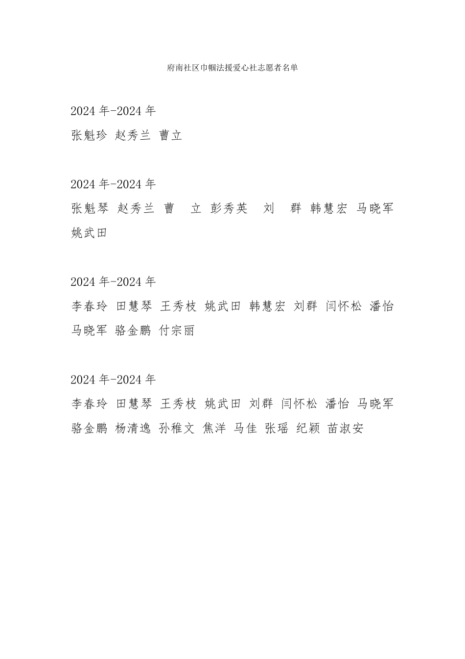 府南社区巾帼法援爱心社志愿者名单_第1页