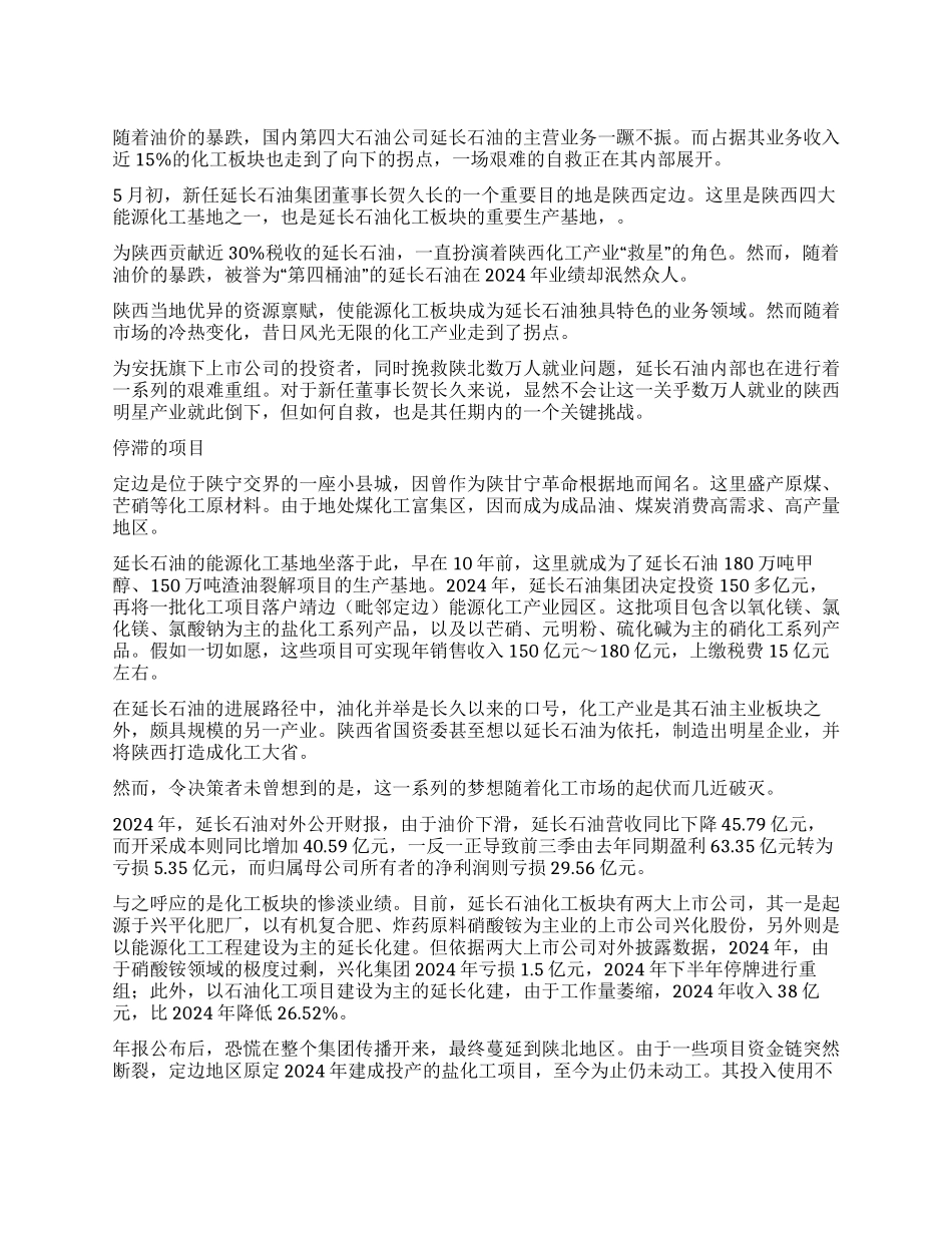 延长石油的化工自救_第1页