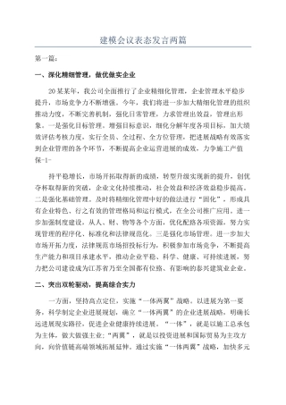 建模会议表态发言两篇