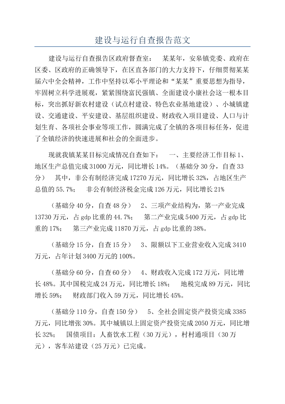 建设与运行自查报告范文_第1页