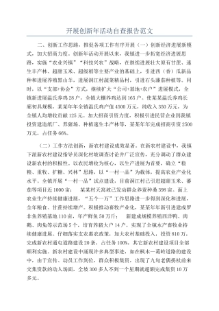 开展创新年活动自查报告范文