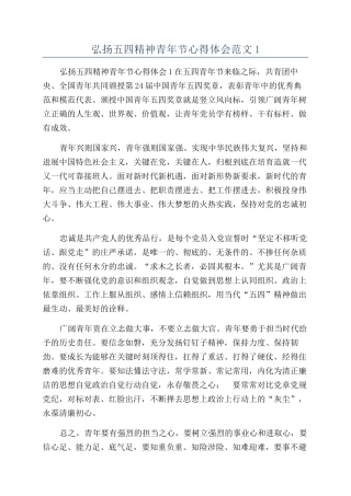 弘扬五四精神青年节心得体会范文1