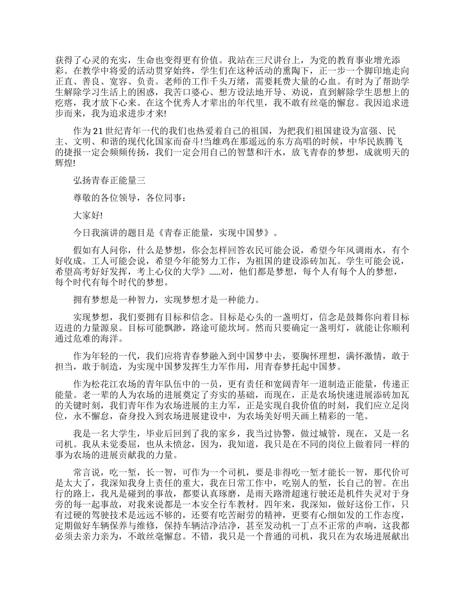 弘扬青春正能量演讲稿优秀范文_第3页