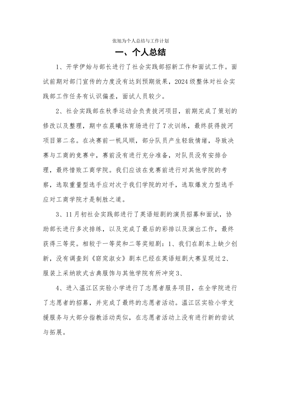 张旭为个人总结与工作计划_第1页