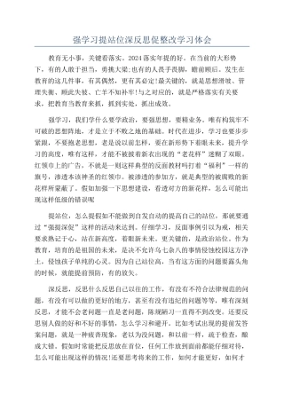 强学习提站位深反思促整改学习体会